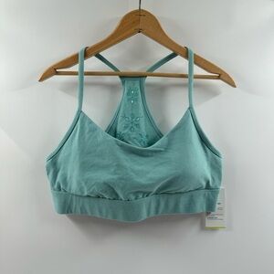 Old Navy Active Go-Dry Aqua Racerback Sports Bra w/ Eyelet Floral Back – Size XL
